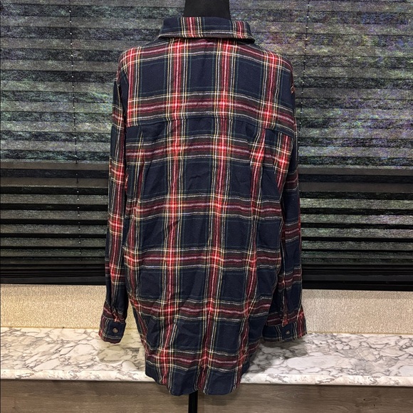 LA MIEL Women Blue Plaid Avril LS Button Front Collared Flannel Shirt SZ Medium - Picture 7 of 9